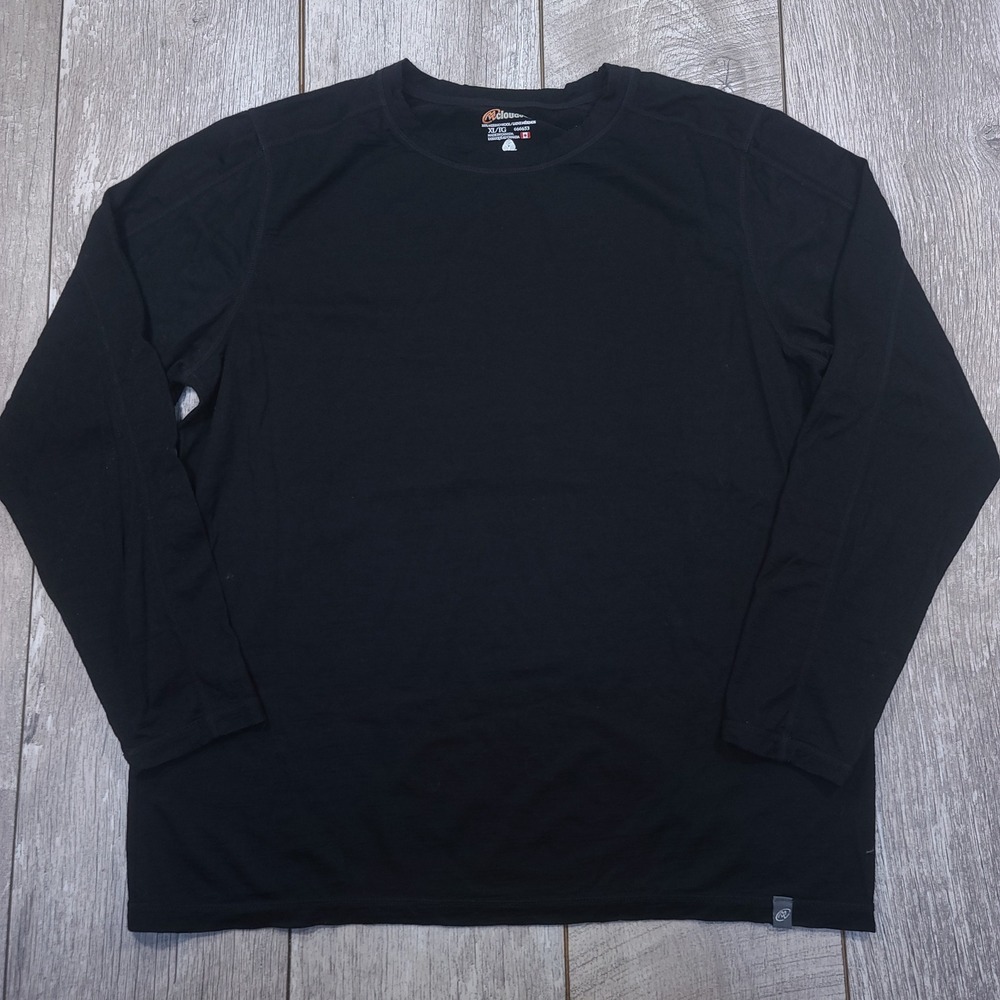 Cloudveil Base Layer Top Mens XL Black 100% Merino Wool Long Sleeve Crew Neck